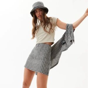 AFENDS Womens Asta - Seersucker Mini Skirt - Steel Check